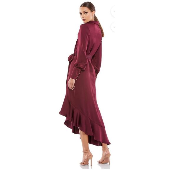 MAC DUGGAL 12506 Faux Wrap Dress in Wine NWT Size 0 - Picture 2 of 7